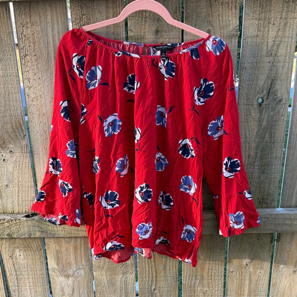 Banana republic Red Floral Blouse
